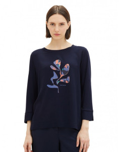 Футболка з довгими рукавами 1038161-10668 Tom Tailor M Темно-синій 1038161-10668