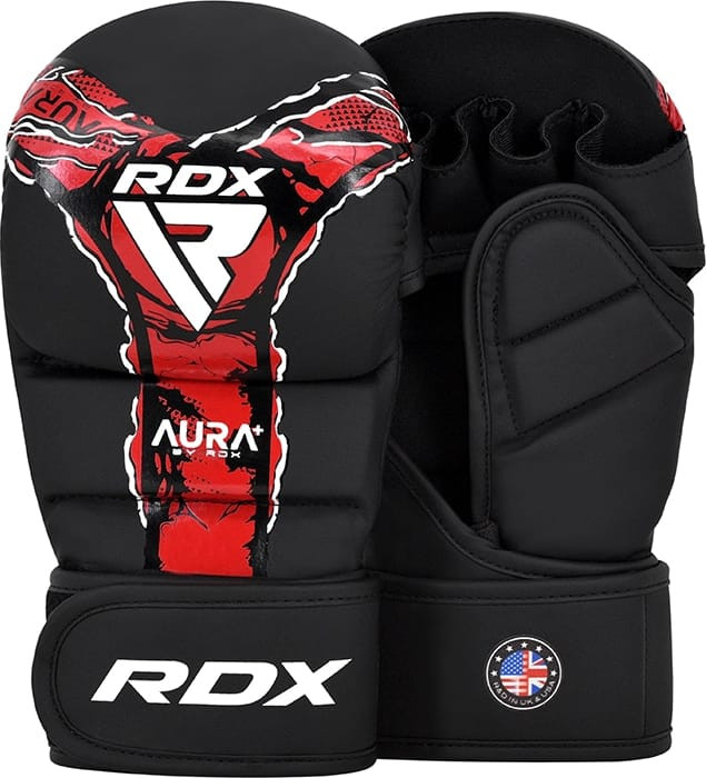 Рукавиці тренувальні RDX GRAPPLING GLOVES SHOOTER NEW AURA F17 чорний, червоний Уні XL GSR-F17BR