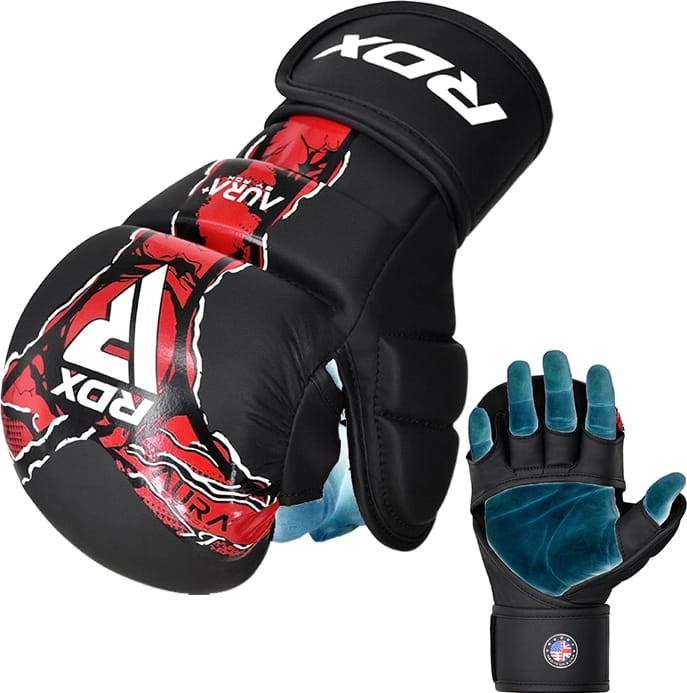 Рукавиці тренувальні RDX GRAPPLING GLOVES SHOOTER NEW AURA F17 чорний, червоний Уні XL GSR-F17BR