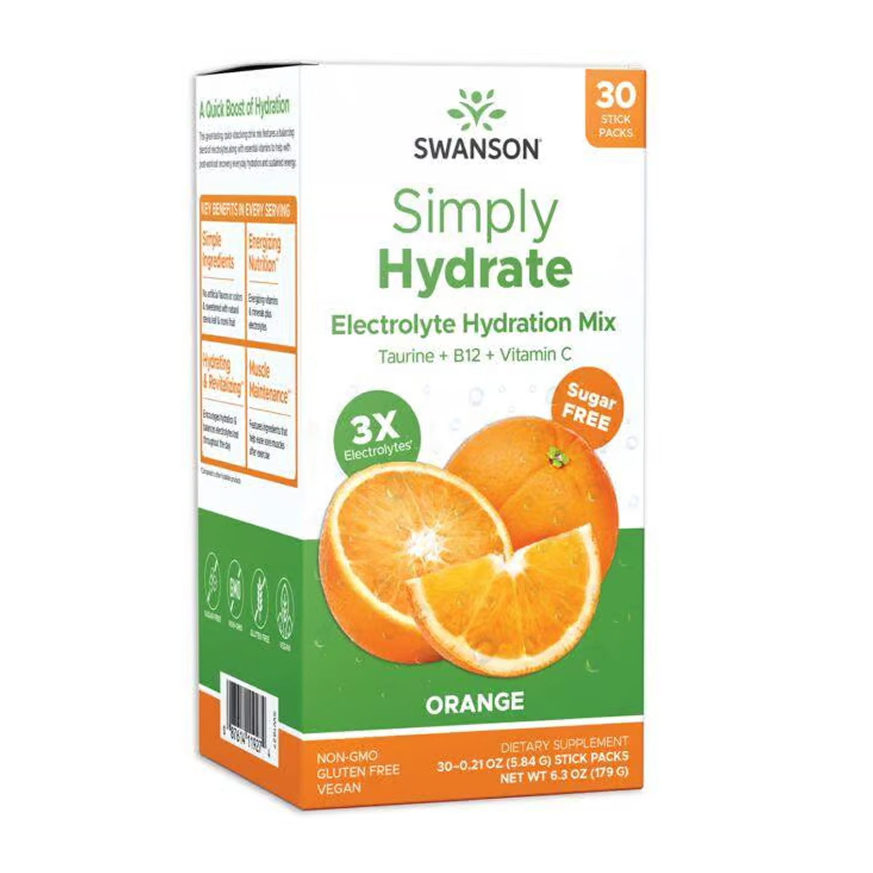 Порошок Swanson Simply Hydrate Electrolyte Hydration Mix - 30 packs Orange 2023-10-5719