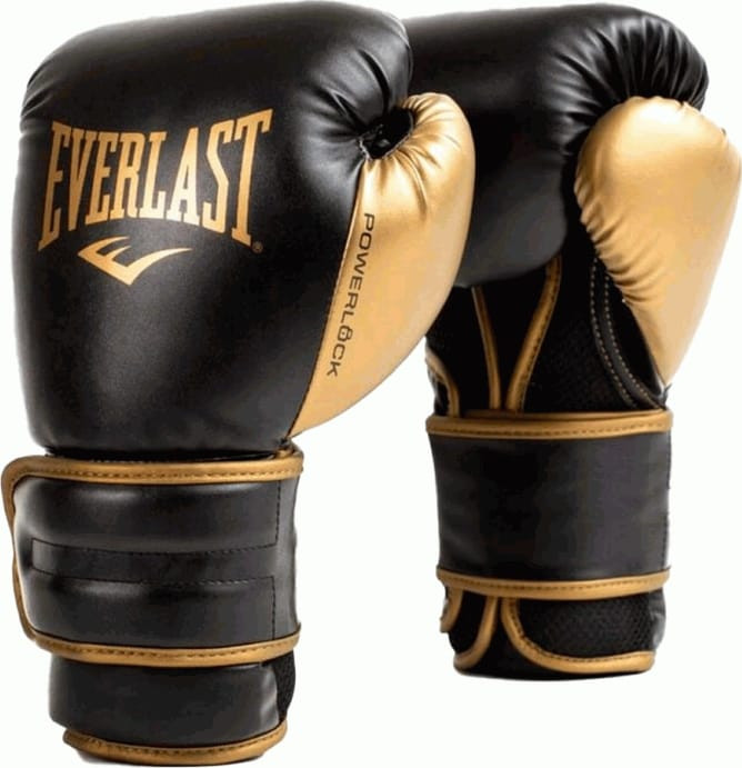 Рукавиці боксерські EVERLAST POWERLOCK 2R TRAINING GLOVE чорний, золотий Уні 16 унцій (P00002665) P00002665