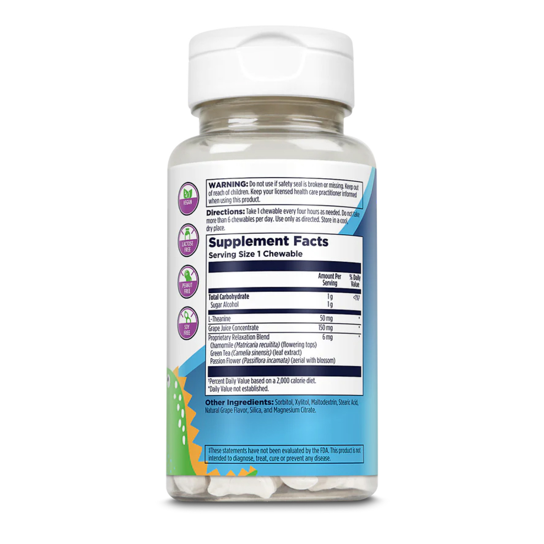 Порошок KAL Relax-a-Saurus - 30 chewable Grape 2023-10-2163