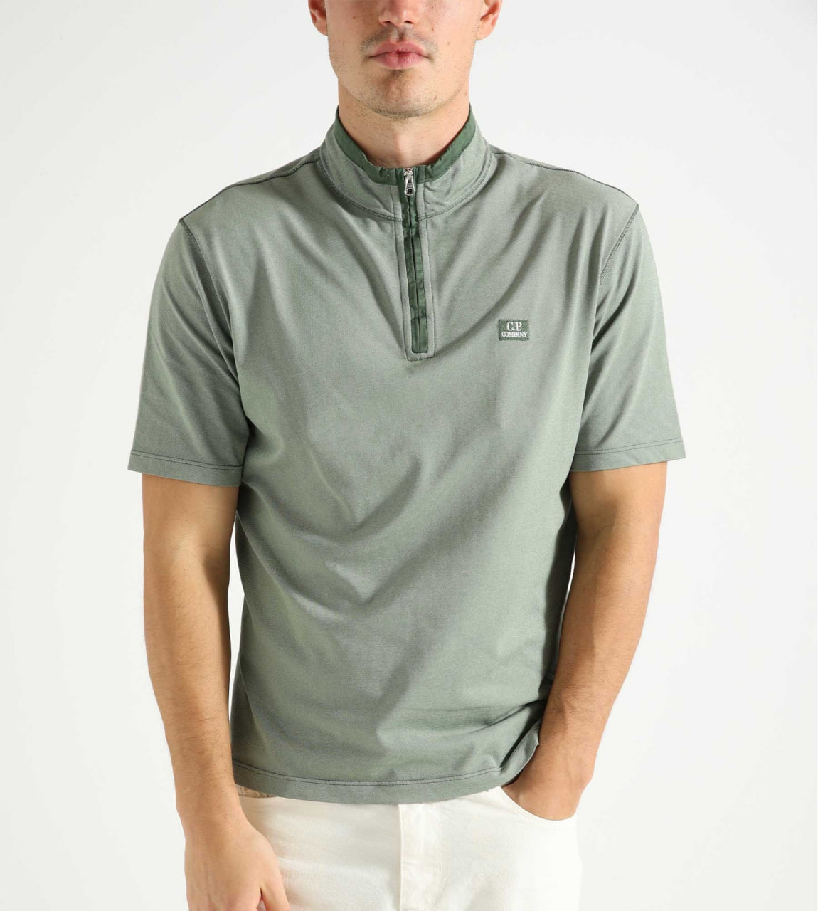 Футболка C.P. Company Tacting Piquet Zipped Polo Shirt Duck Green 16CMPL176A006263G-649