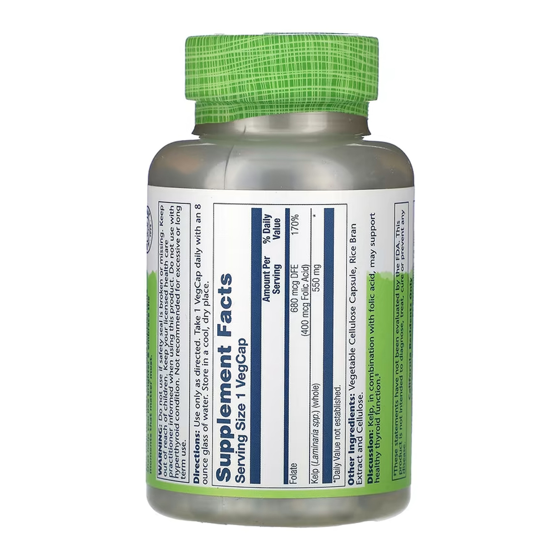 Капсули Solaray Kelp 550mg - 180 vcaps 2023-10-6772