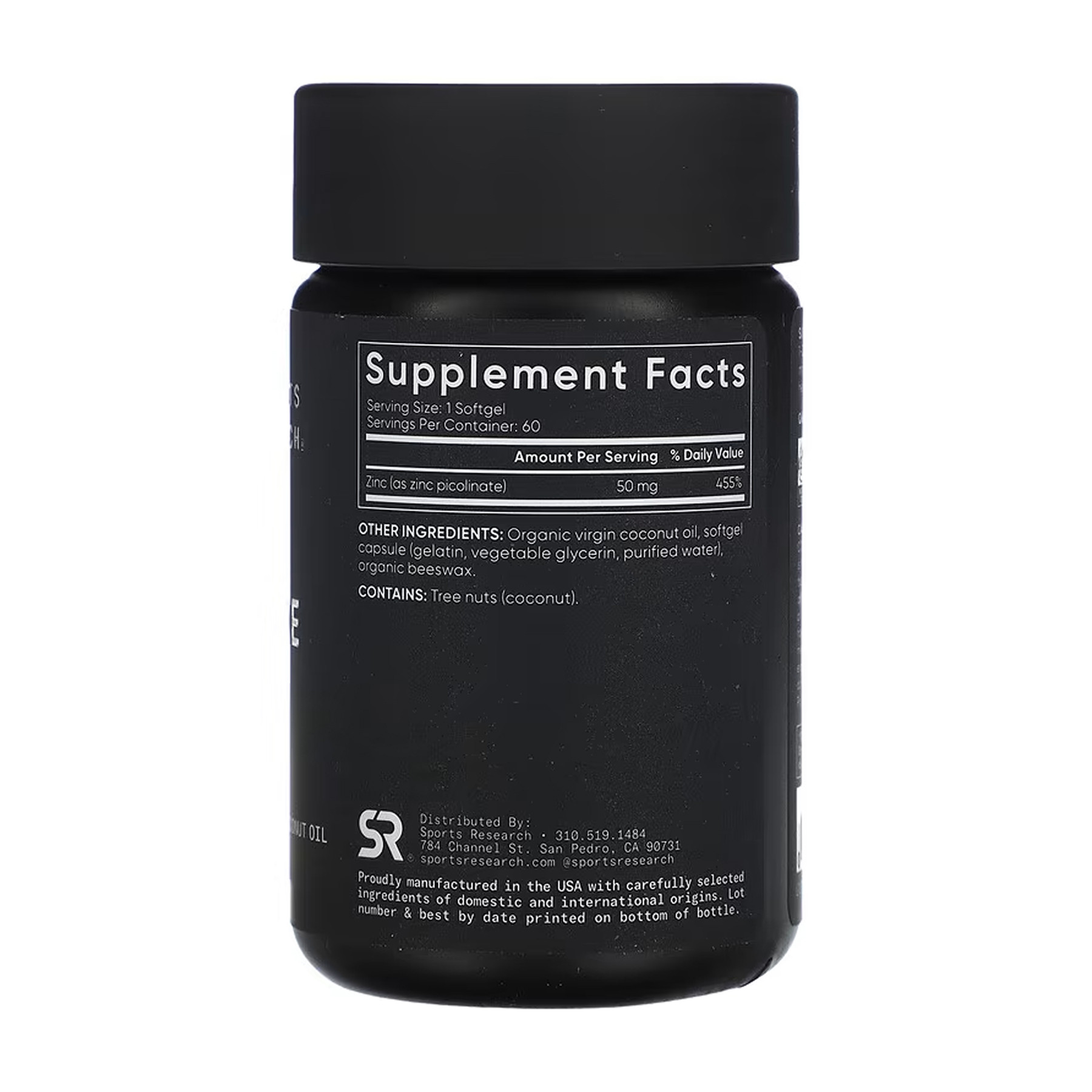 Софт гелеві капсули Sport Research Zinc Picolinate 50mg - 60 softgels 2023-10-6172