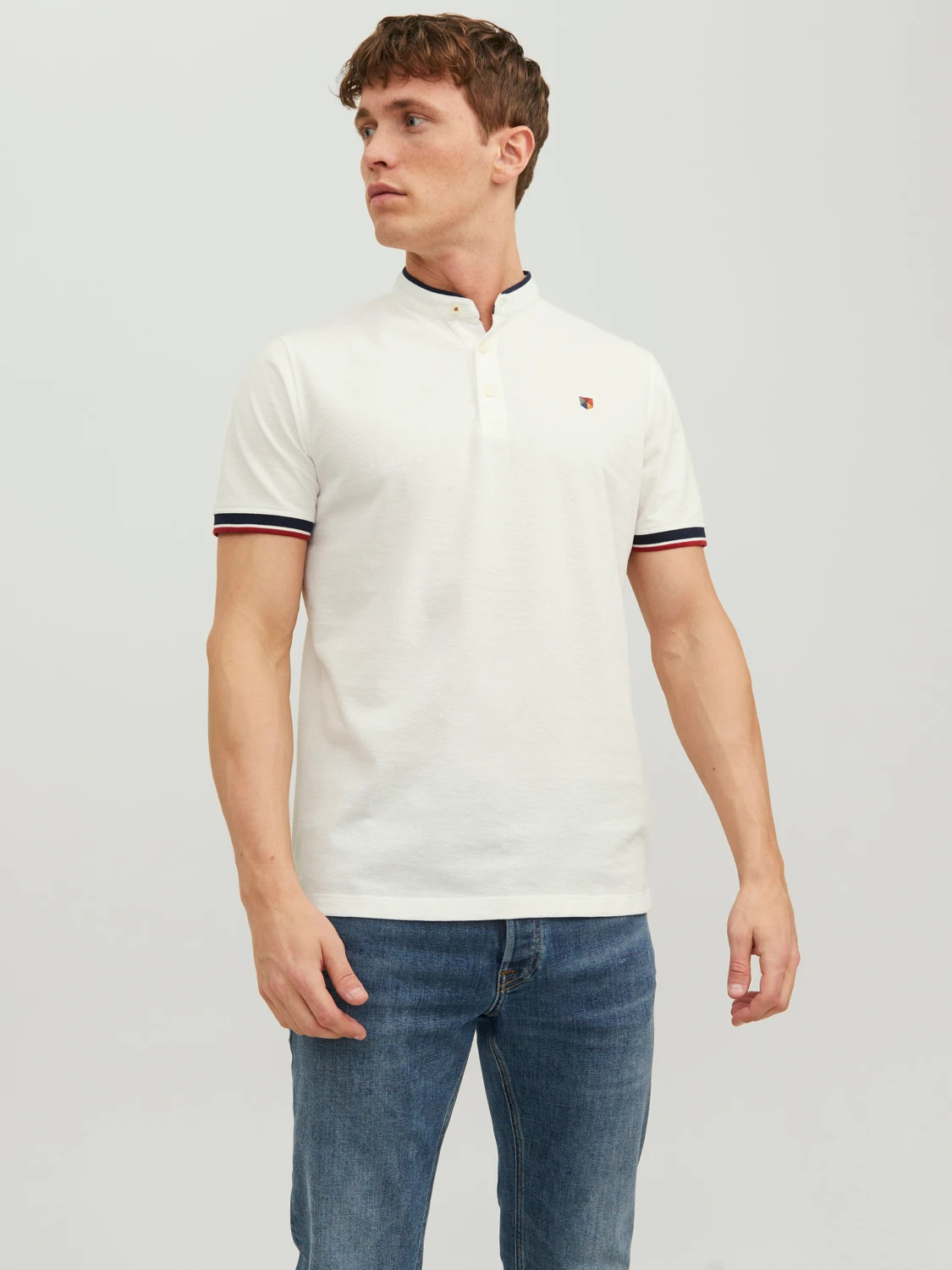 Поло JPRBLUWIN MAO POLO SS SN 12171658-Cloud Dancer-Fit:REG / WHISPER WHITE Jack&Jones L Білий 12171658-Cloud Dancer-Fit