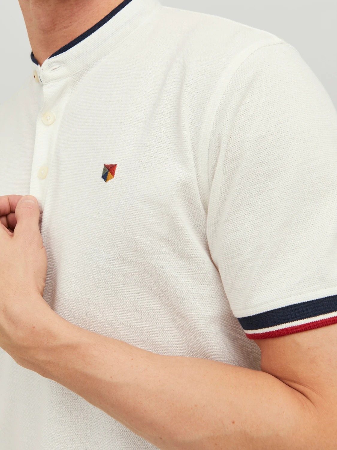 Поло JPRBLUWIN MAO POLO SS SN 12171658-Cloud Dancer-Fit:REG / WHISPER WHITE Jack&Jones L Білий 12171658-Cloud Dancer-Fit