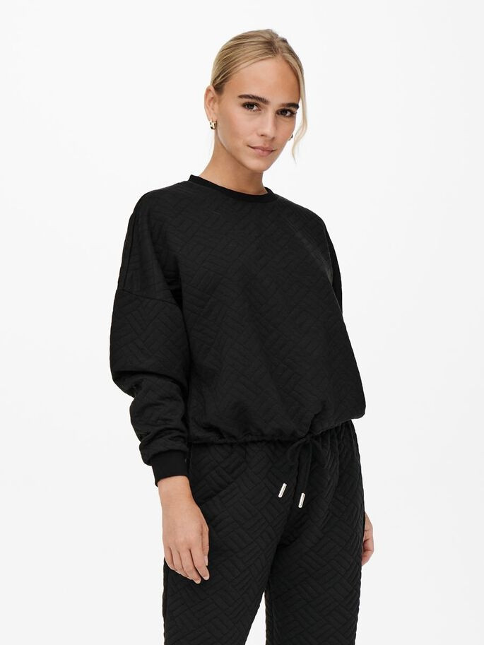 Толстовка ONLSQUARE L/S STRING O-NECK CC SWT 15234269-Black ONLY M Чорний 15234269-Black