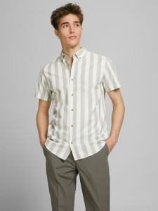 Сорочка JORTOM SHIRT SS 12187609 Sea Spray Jack&Jones S Бежевий 12187609SEASPRAY