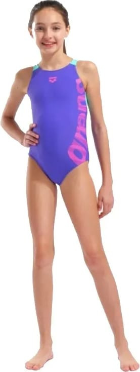 Купальник закритий для дівчат Arena GRAPHIC SWIMSUIT V BACK фіолетовий, рожевий дитячий 164 см (0104 010407-880