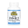 Софт гелеві капсули Natural Factors Vitamin D3 & K2 25 mcg (1000 IU) & 120 mcg - 60 softgels 2023-10-6543