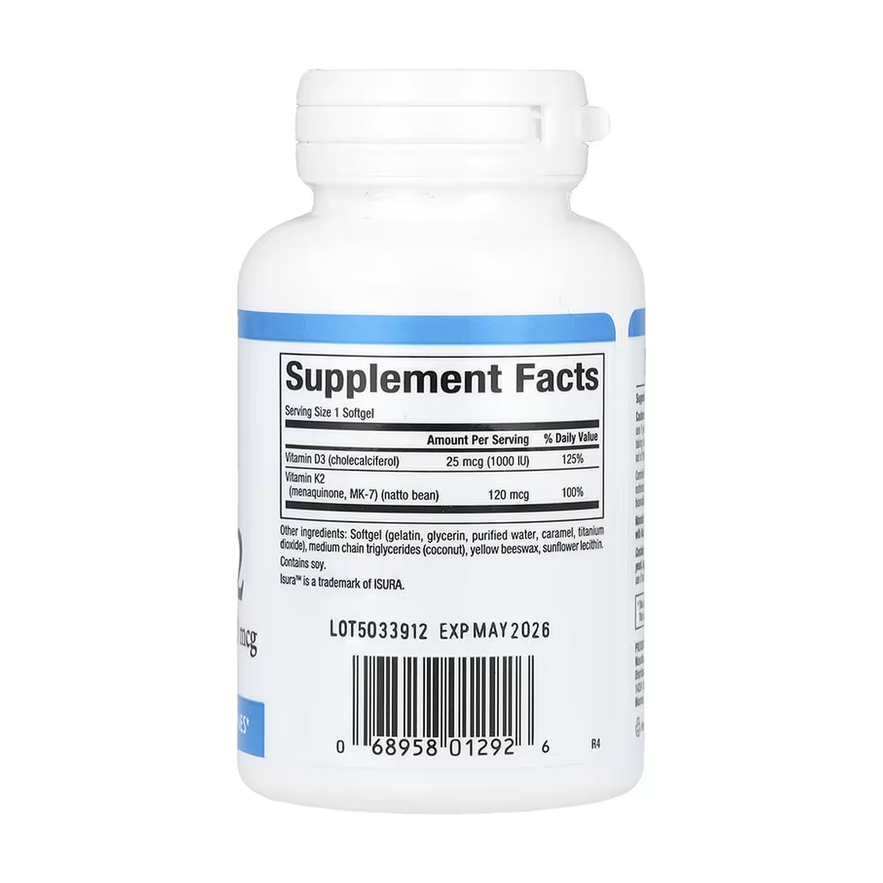 Софт гелеві капсули Natural Factors Vitamin D3 & K2 25 mcg (1000 IU) & 120 mcg - 60 softgels 2023-10-6543