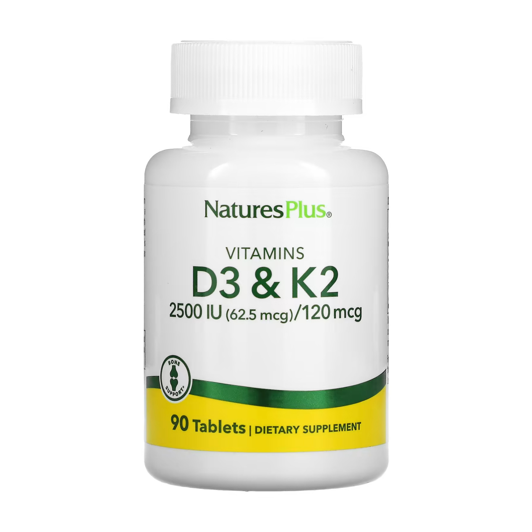 Таблетки Nature's Plus Vit D3 K2 2500 IU/120 mcg - 90 tabs 2023-10-2366
