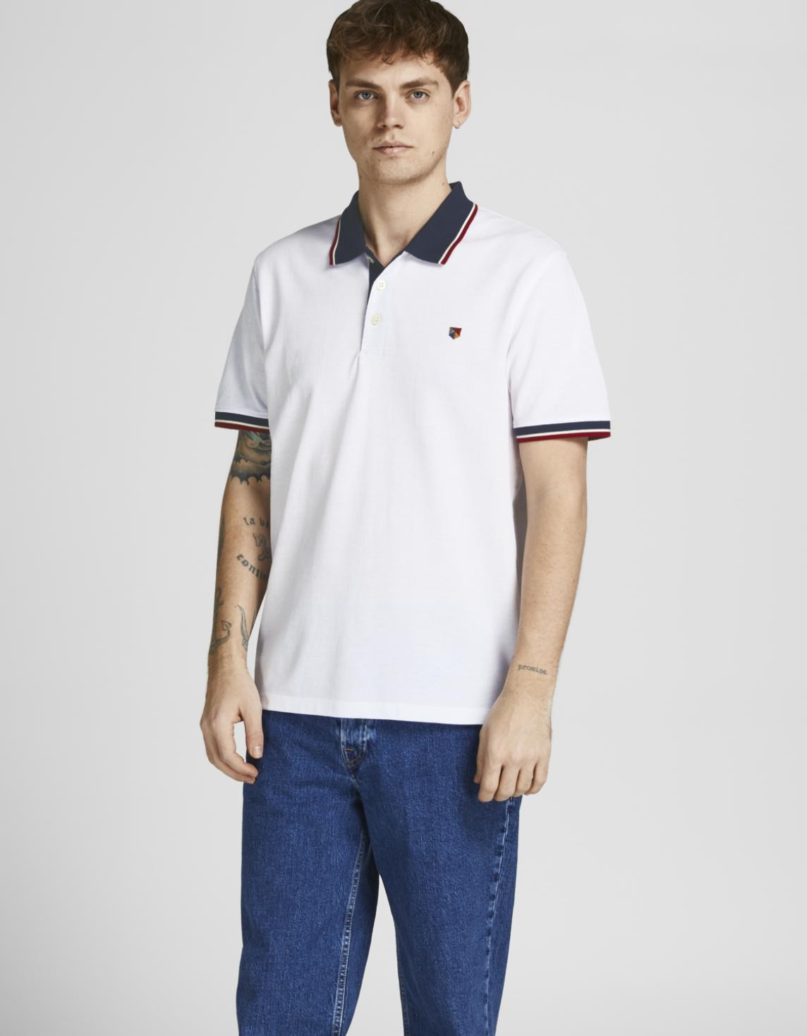 Поло JPRBLUWIN POLO SS NOOS 12169064-Cloud Dancer-Fit:REG SOLID Jack&Jones L Білий 12169064-Cloud Dancer-Fit