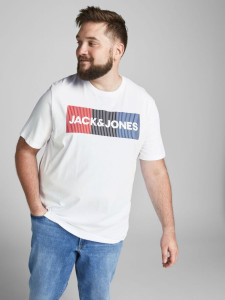 Футболка JJECORP LOGO TEE SS O-NECK NOOS PS 12158505-White-Print:PLAY Jack&Jones PLUS 2XL Білий 12158505-WHITE-PRINT:PLAY