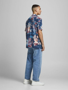 Сорочка JORTROPICANA RESORT SHIRT S/S LTN 12187956 Ensign Blue Jack&Jones L Синій 12187956ENSIGNBLUE