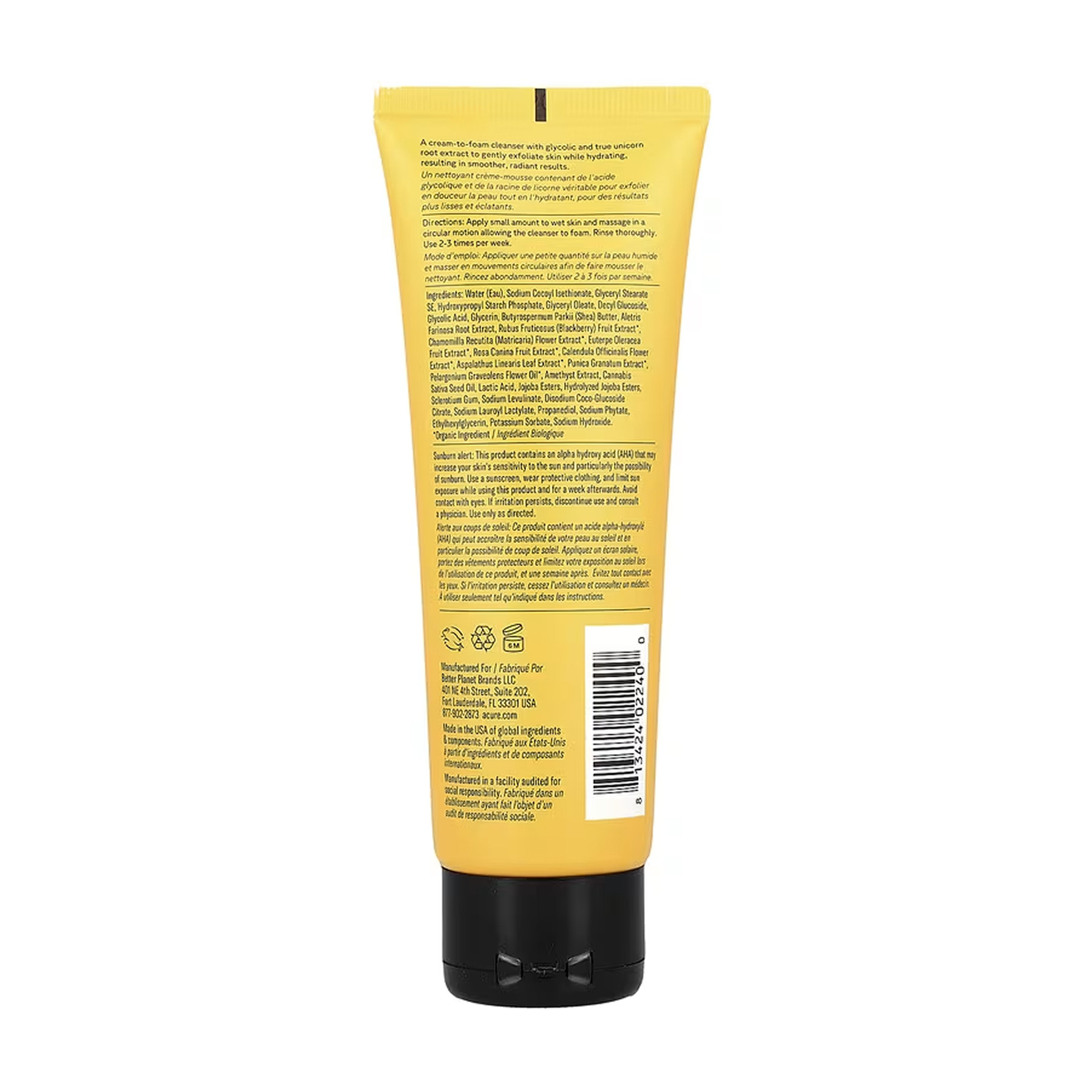 Рідина Acure Resurfacing 1% Glycolic Acid & Unicorn Root Cleanser - 118 ml 2023-10-5450