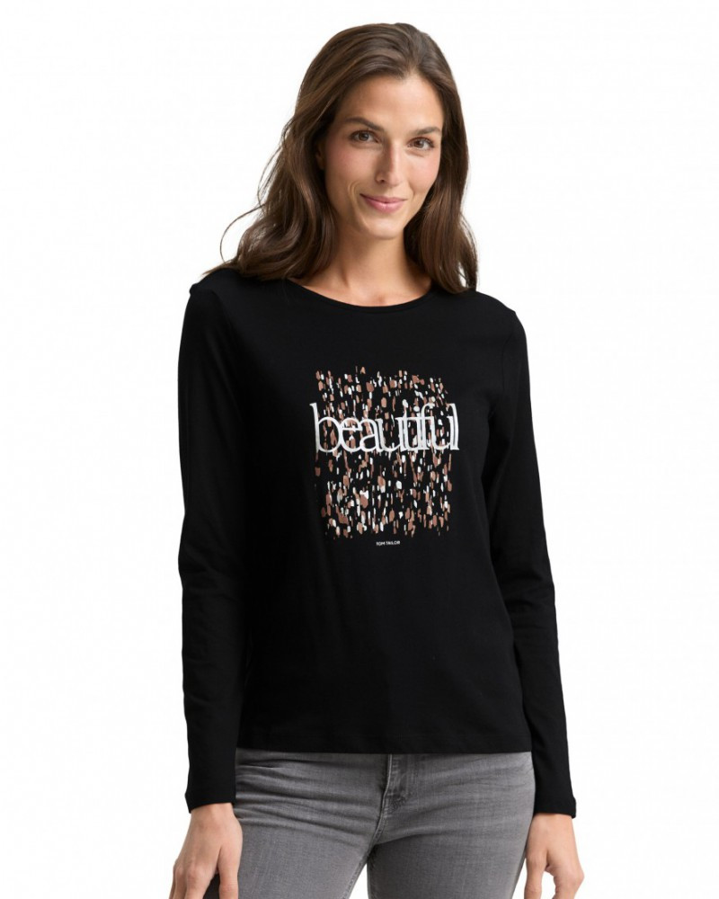 Футболка women's T-shirt 1048951-14482 Tom Tailor S Чорний 1048951-14482