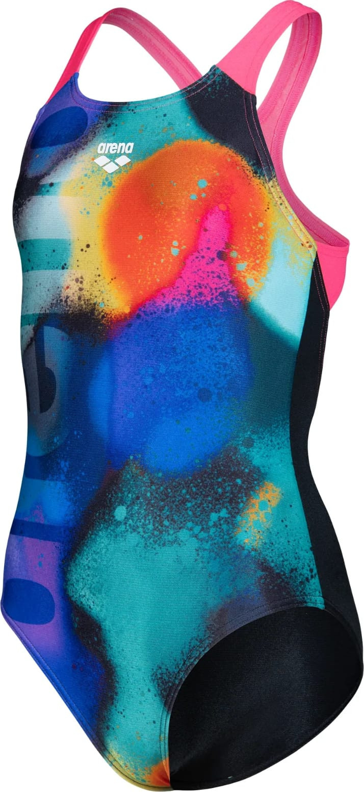 Купальник закритий для дівчат Arena SPRAY PAINT SWIMSUIT SWIM PRO чорний, синій, рожевий дитячий 164 010286-590