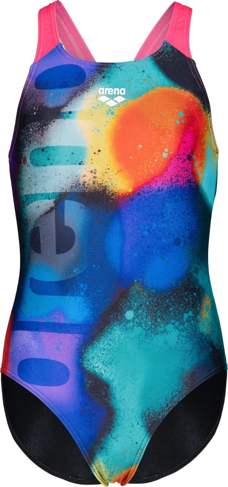 Купальник закритий для дівчат Arena SPRAY PAINT SWIMSUIT SWIM PRO чорний, синій, рожевий дитячий 164 010286-590