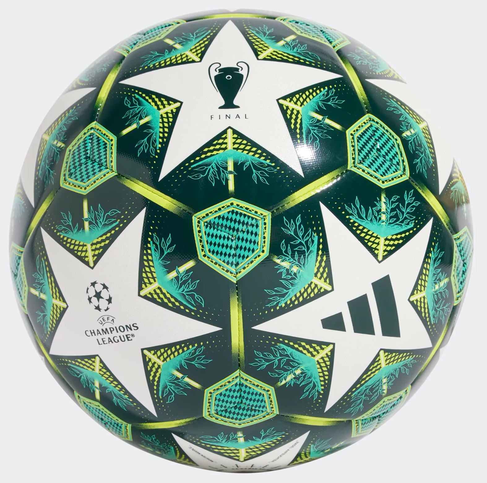 М'яч футбольний Adidas UCL TRN білий, зелений Уні 5 JH1281