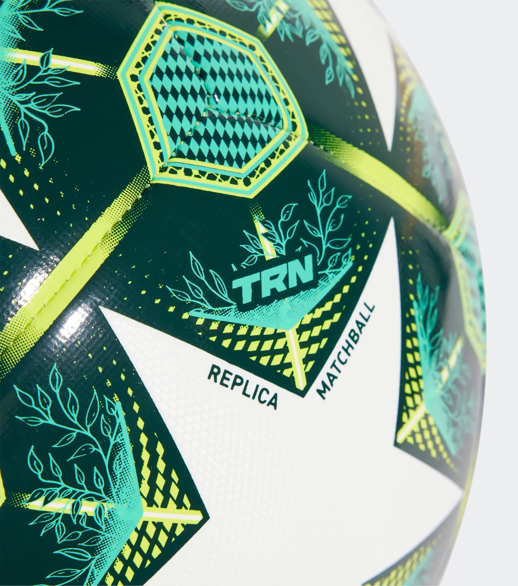 М'яч футбольний Adidas UCL TRN білий, зелений Уні 5 JH1281