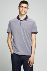 Поло JPRBLUWIN POLO SS NOOS 12169064-Mood Indigo-Fit:REG W. WHISPER WHITE Jack&Jones L Сірий 12169064-MOOD INDIGO-FIT: