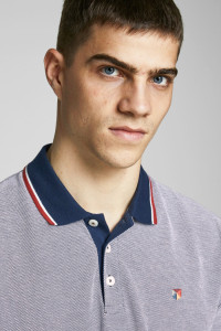 Поло JPRBLUWIN POLO SS NOOS 12169064-Mood Indigo-Fit:REG W. WHISPER WHITE Jack&Jones L Сірий 12169064-MOOD INDIGO-FIT: