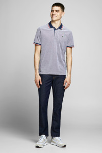 Поло JPRBLUWIN POLO SS NOOS 12169064-Mood Indigo-Fit:REG W. WHISPER WHITE Jack&Jones L Сірий 12169064-MOOD INDIGO-FIT: