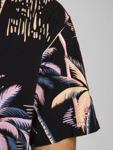 Сорочка JORTROPICANA RESORT SHIRT S/S LTN 12187956 Tap Shoe Jack&Jones XL Чорний 12187956TAPSHOE