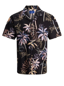 Сорочка JORTROPICANA RESORT SHIRT S/S LTN 12187956 Tap Shoe Jack&Jones XL Чорний 12187956TAPSHOE