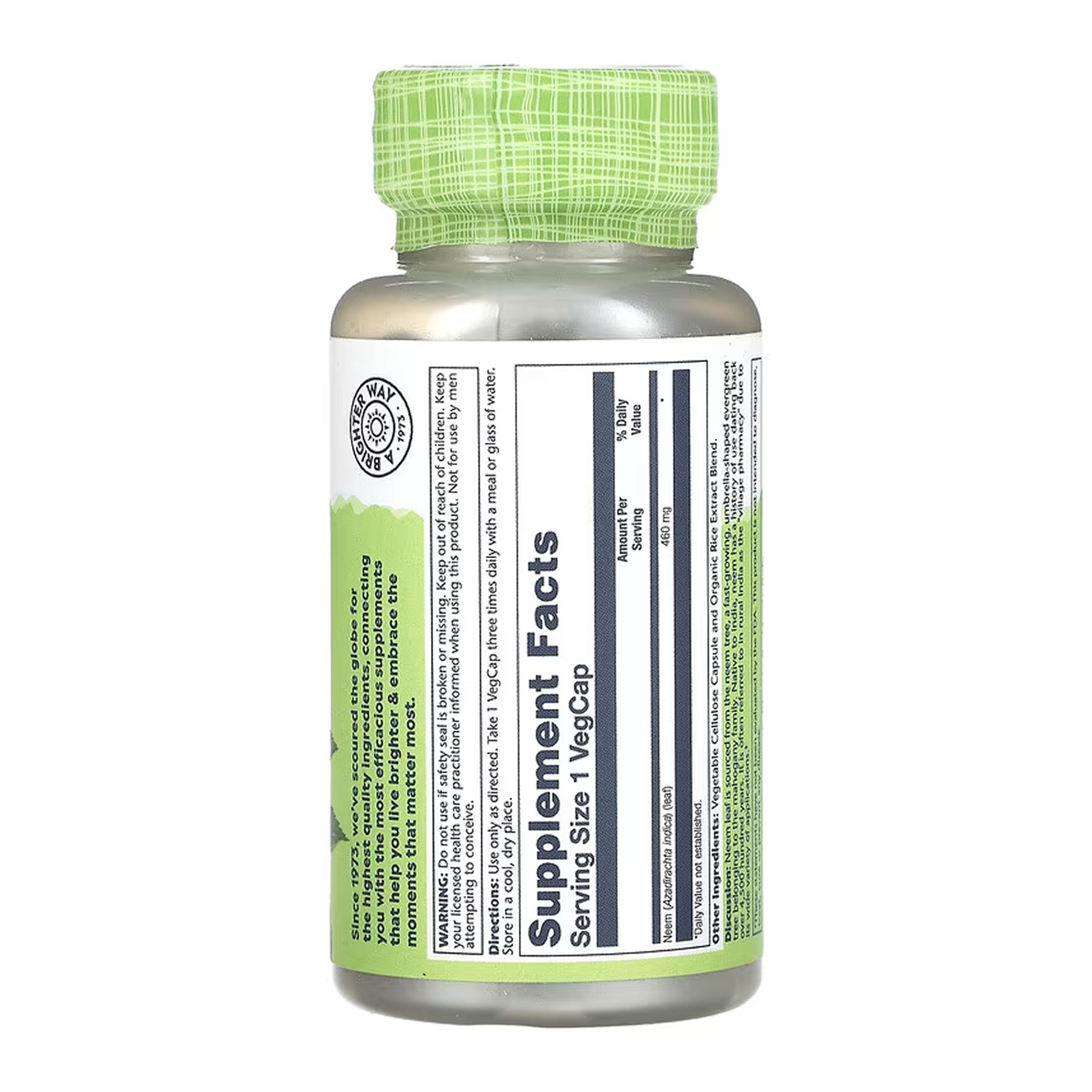 Капсули Solaray Neem Leaf 460mg - 100 vcaps 2023-10-6724