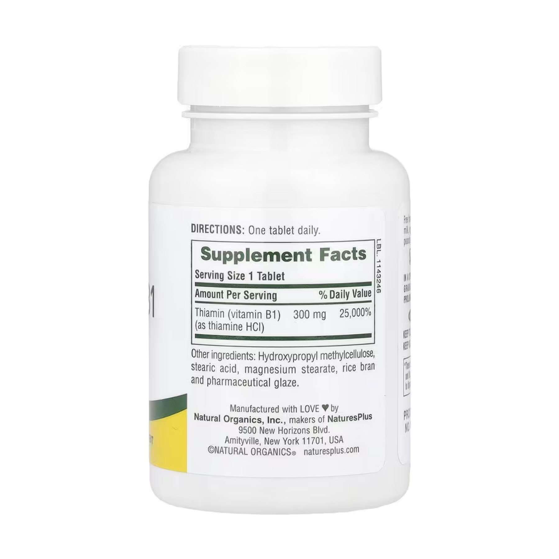 Таблетки Nature's Plus Vitamin B-1 300mg - 90 tabs 2023-10-5218