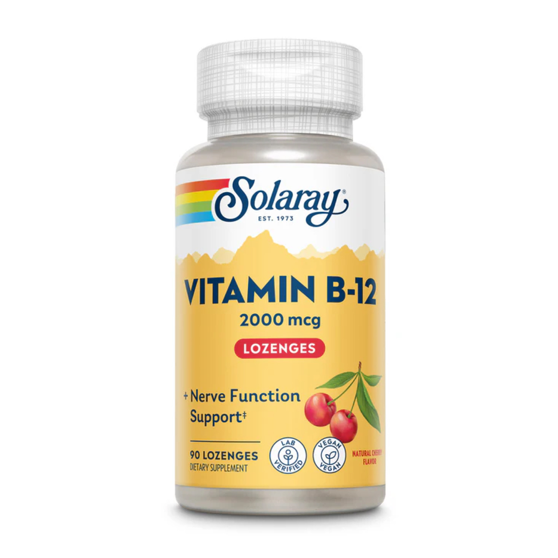 Капсули Solaray Vitamin B-12 2000mcg - 90 lozenges Natural Cherry 2023-10-2387