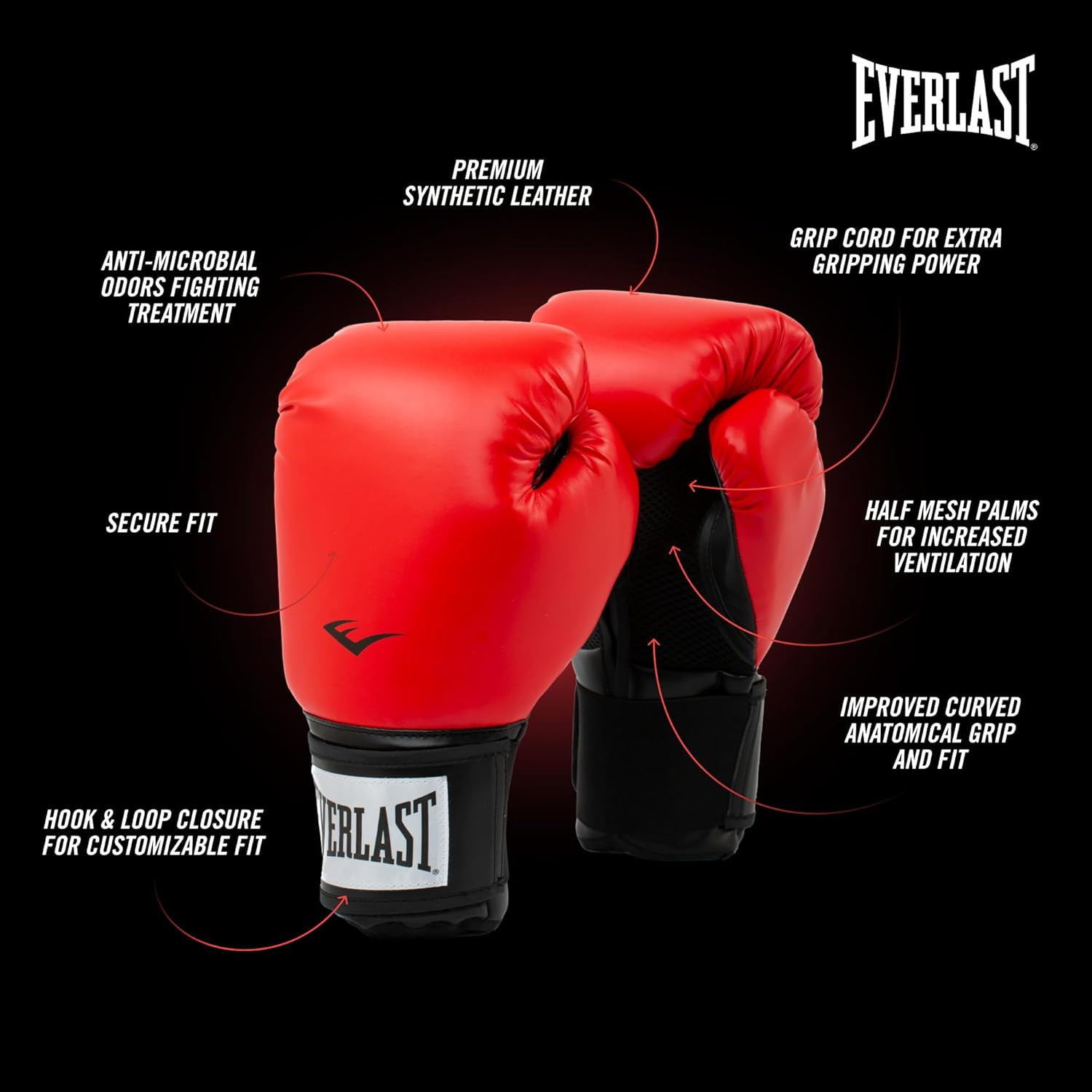 Рукавиці боксерські Everlast PROSTYLE 2 BOXING GLOVE червоний Уні 8 унцій P00003082