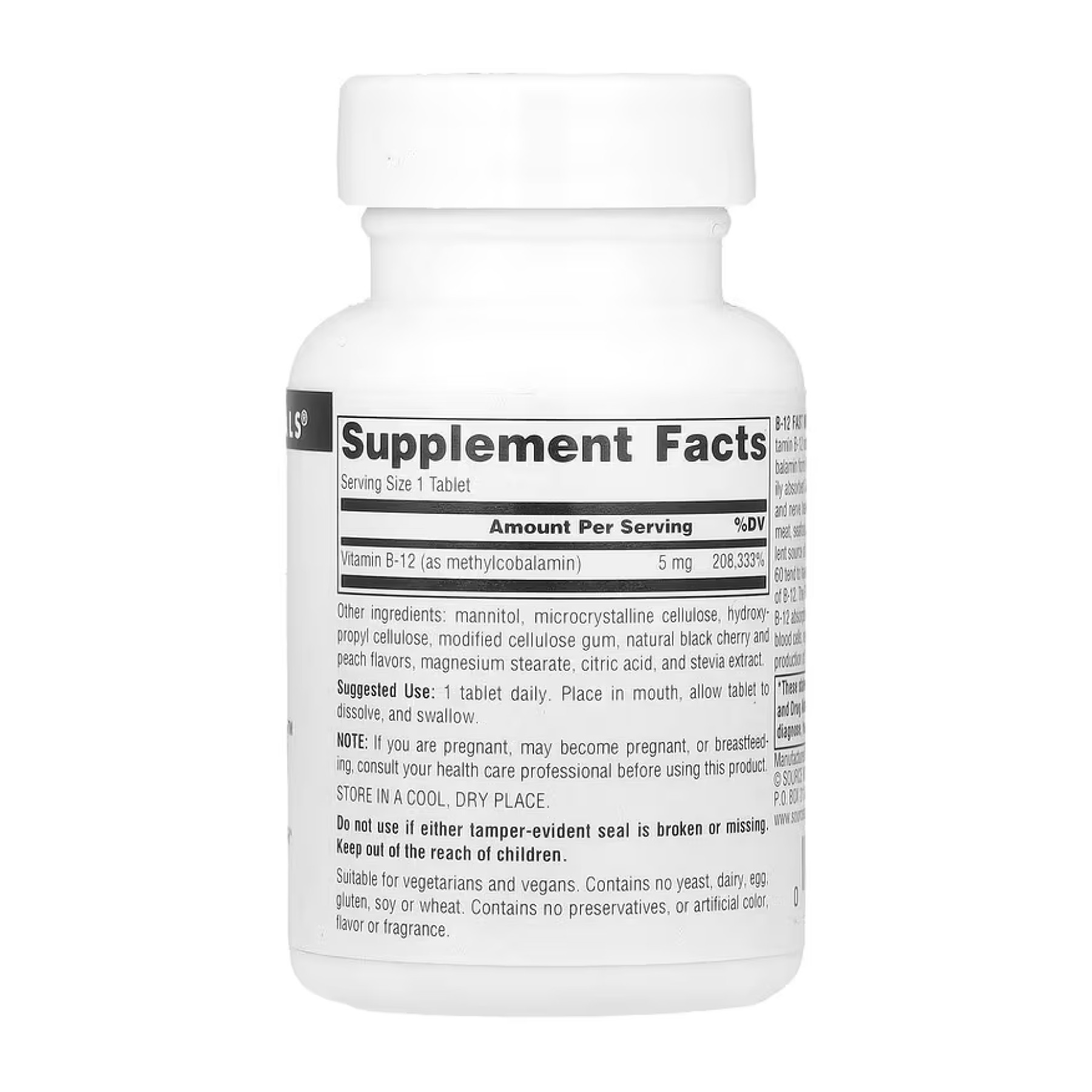 Таблетки Source Naturals Vitamin B-12 5mg - 60 tabs 2023-10-5300