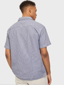 Сорочка JORWAVY SHIRT SS 12187608 Navy Blazer-WHITE Jack&Jones L Блакитний 12187608NAVYBLAZER-WHITE