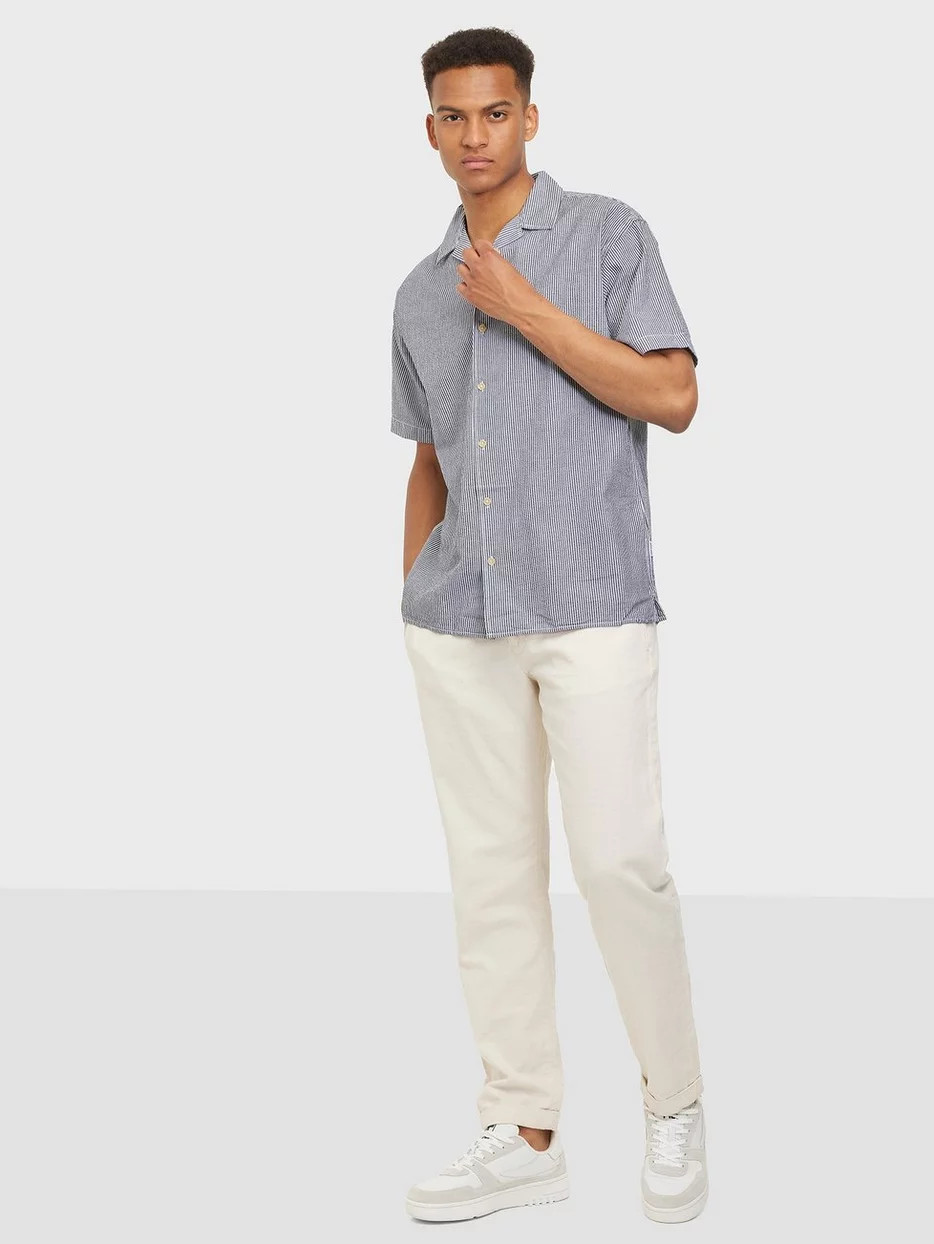 Сорочка JORWAVY SHIRT SS 12187608 Navy Blazer-WHITE Jack&Jones L Блакитний 12187608NavyBlazer-WHITE