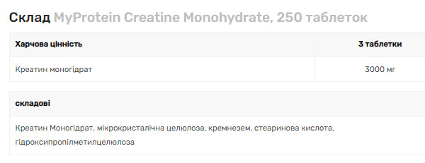 Софт гелеві капсули Creatine Monohydrate - 250 tabs 100-74-3938119-20