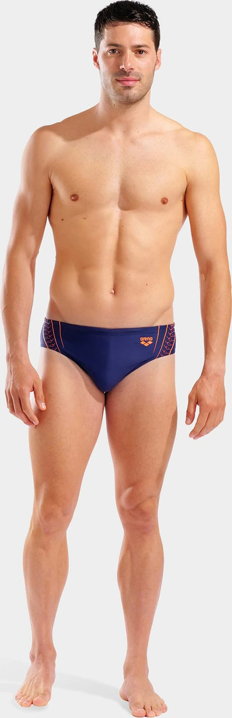 Плавки сліпи для чоловіків Arena DOUBLE GRAPHIC SWIM BRIEFS темно-синій, помаранчевий 105 010951-705