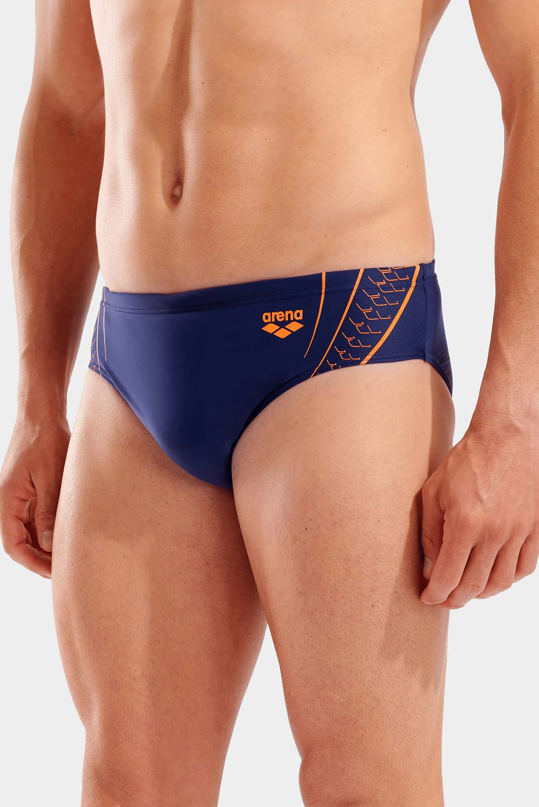 Плавки сліпи для чоловіків Arena DOUBLE GRAPHIC SWIM BRIEFS темно-синій, помаранчевий 105 010951-705