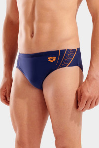 Плавки сліпи для чоловіків Arena DOUBLE GRAPHIC SWIM BRIEFS темно-синій, помаранчевий 105 010951-705