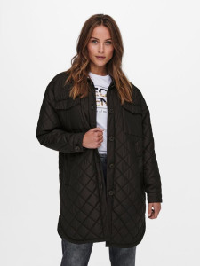 Пальто ONLTANZIA LONG QUILTED SHACKET CC OTW 15228453-Black ONLY M Чорний 15228453-BLACK