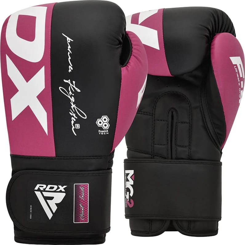 Рукавиці боксерські RDX BOXING GLOVES REX F4 чорний, рожевий 10 унцій (BGR-F4P) BGR-F4P