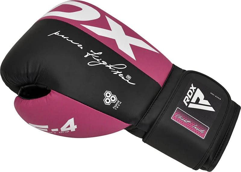 Рукавиці боксерські RDX BOXING GLOVES REX F4 чорний, рожевий 10 унцій (BGR-F4P) BGR-F4P