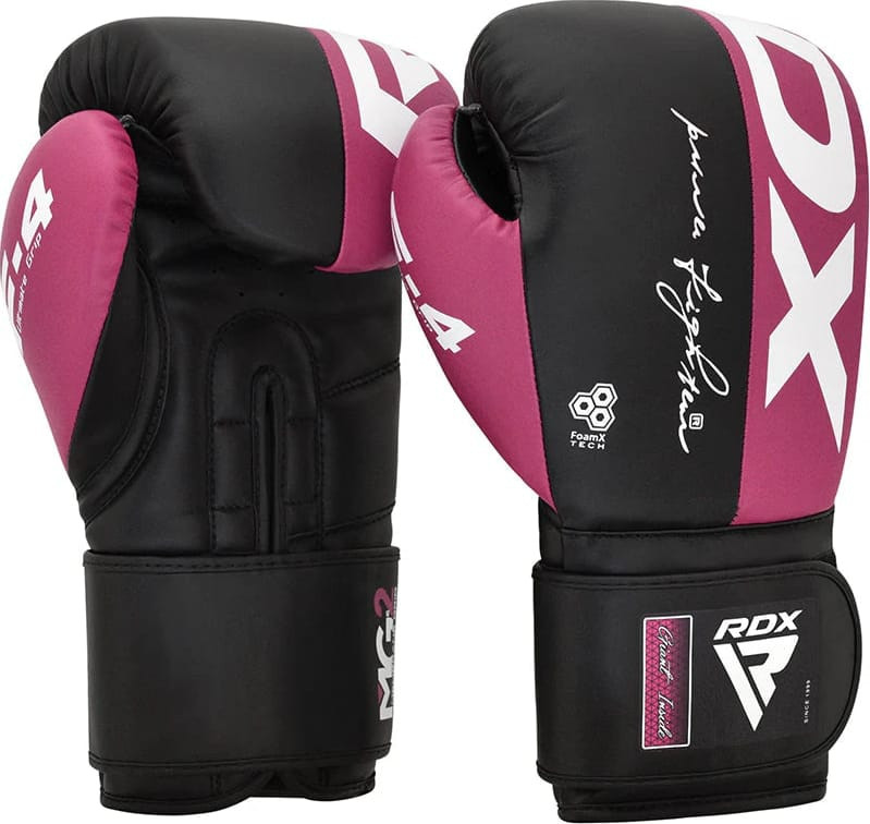 Рукавиці боксерські RDX BOXING GLOVES REX F4 чорний, рожевий 10 унцій (BGR-F4P) BGR-F4P