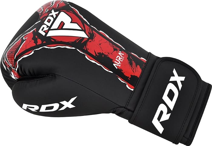 Рукавиці боксерські RDX BOXING GLOVES NEW AURA F17 чорний, червоний Уні 14 унцій BGR-F17BR