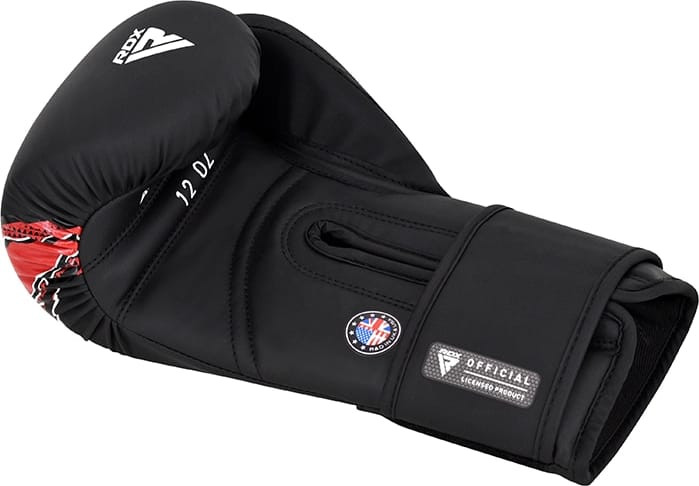 Рукавиці боксерські RDX BOXING GLOVES NEW AURA F17 чорний, червоний Уні 14 унцій BGR-F17BR