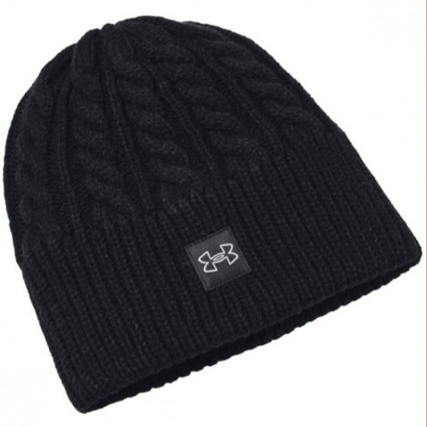 Шапка UA Halftime Cable Knit Beanie чорний Жін OSFM 1379995-001