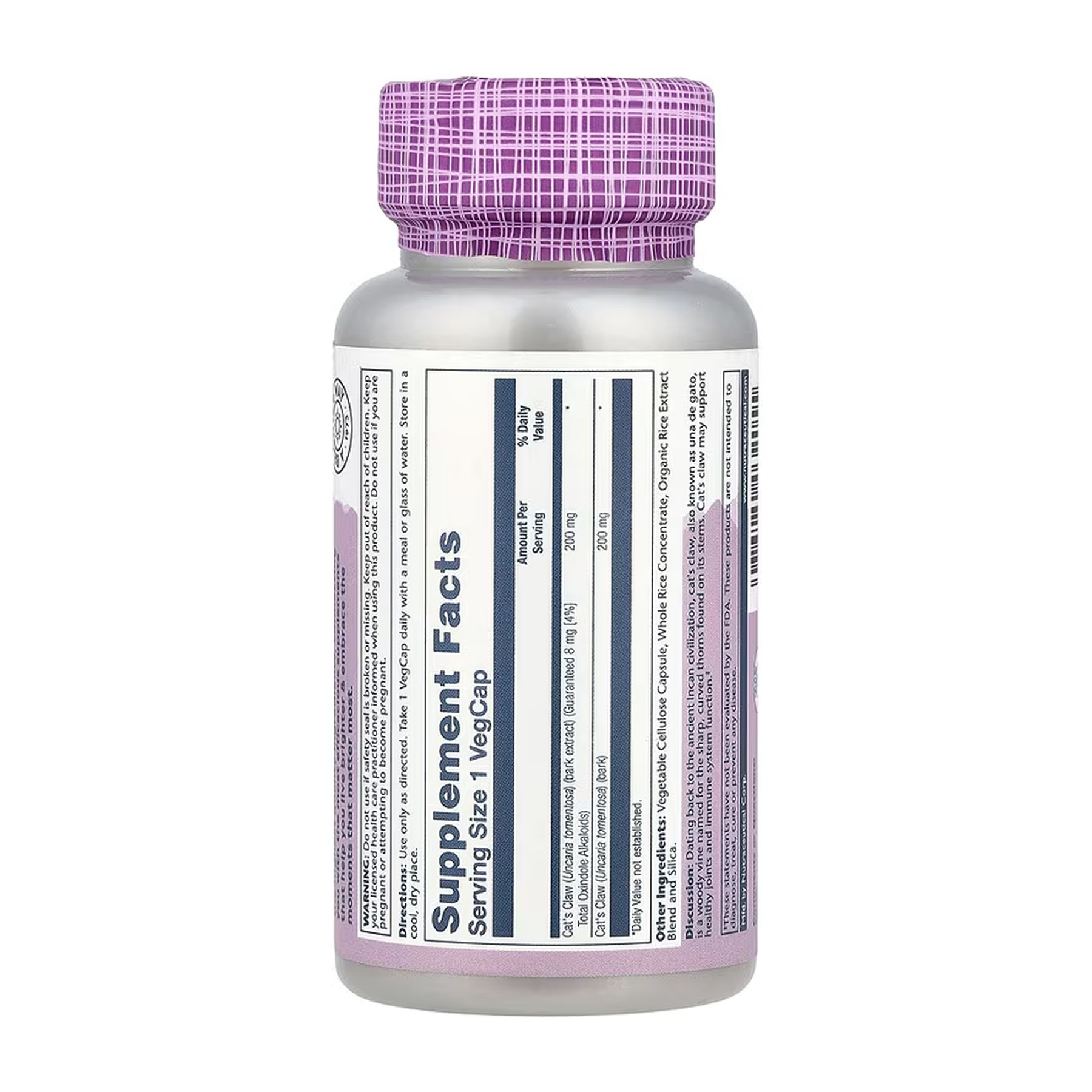 Капсули Solaray Cat's Claw 200 mg - 30 vcaps 2023-10-6874